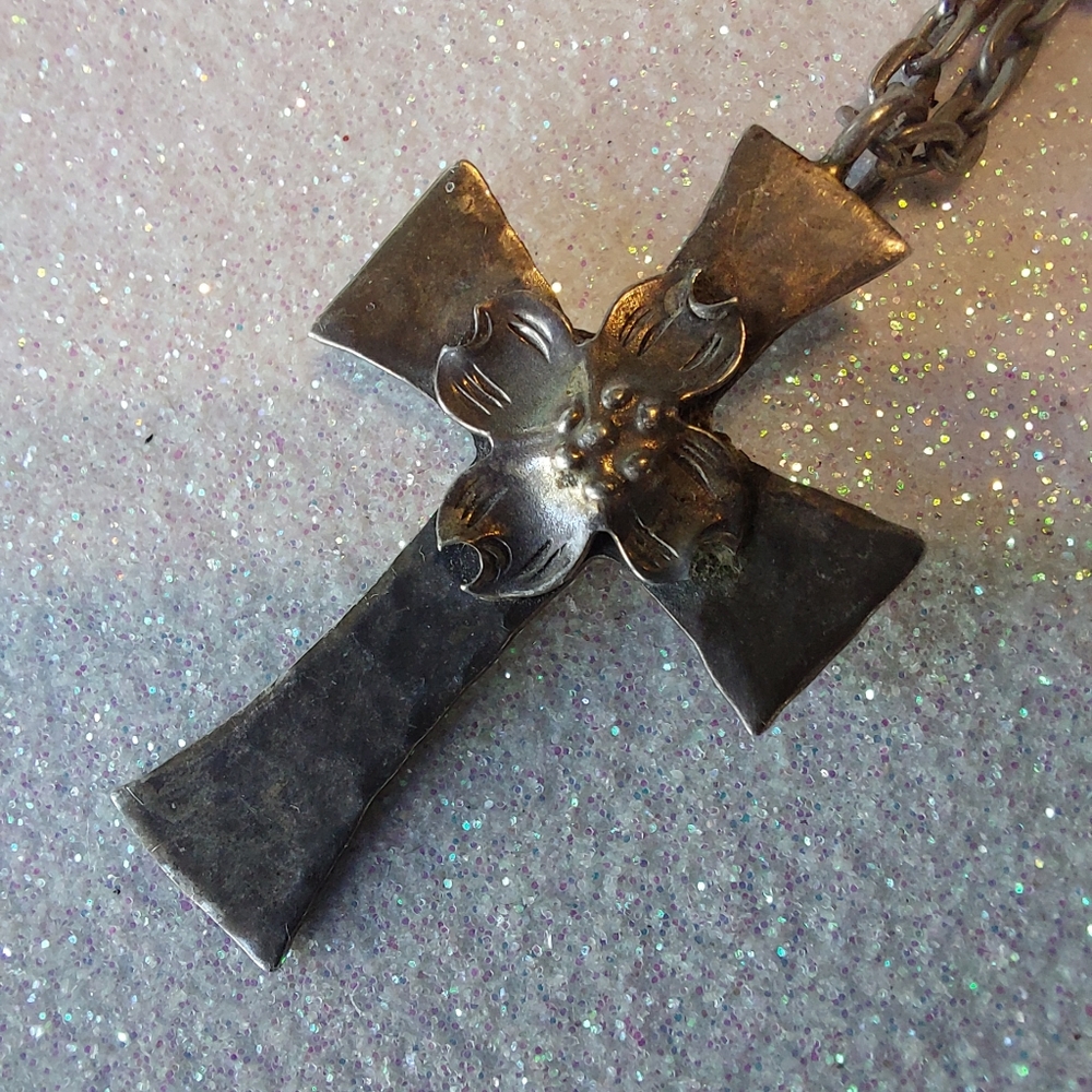 Stuart Nye Sterling Silver Cross Pendant, Vintage Estate